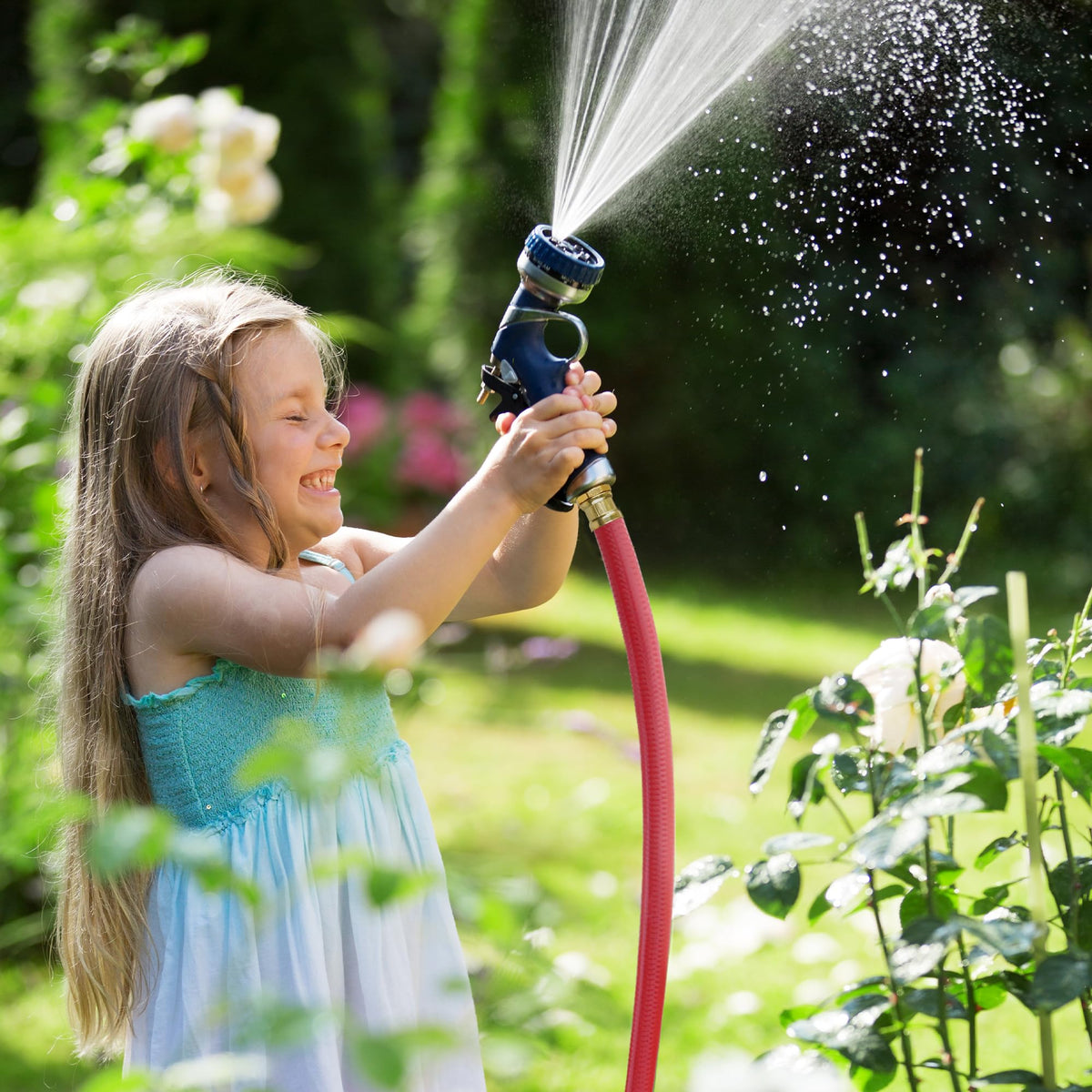 Solution4Patio heavy-duty nylon-reinforced hose supports demanding garden jobs.