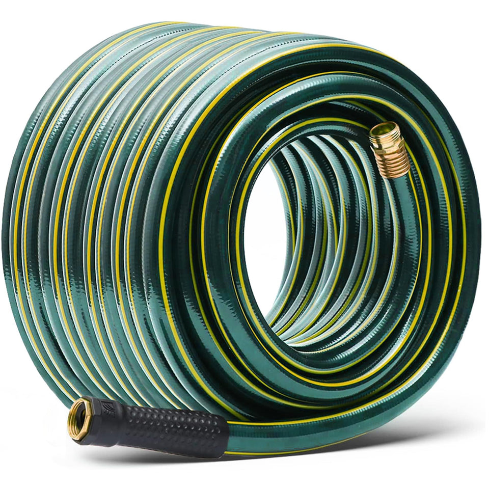 Solution4Patio Long Leader hose shows a 100 ft length ready for garden use