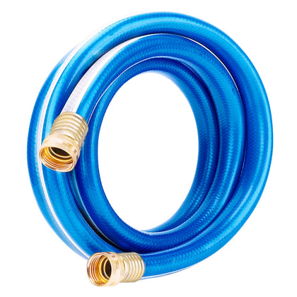 Solution4Patio short lead-in hose shown with compact storage and easy handling