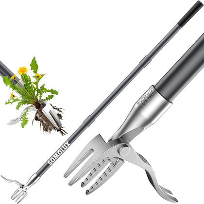 SOMOLUX 52'' stand-up weed puller with steel claw for easy uprooting