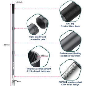 Long stainless steel handle on SOMOLUX weeder extends reach