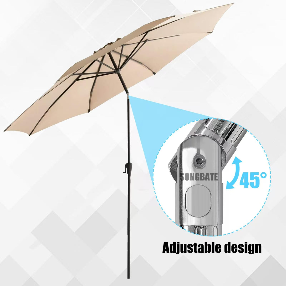 1.5-inch post-fit SONGBATE replacement part ensures a precise umbrella post fit.