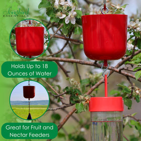Songbird Essentials Ant Moat on Feeder Setup reduces pest access while feeding birds.