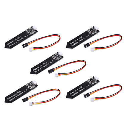Songhe capacitive soil moisture sensor in soil for real-time readings.