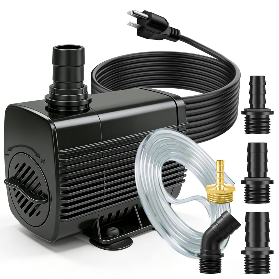 SongLong 45W submersible pump front view shows steady water flow