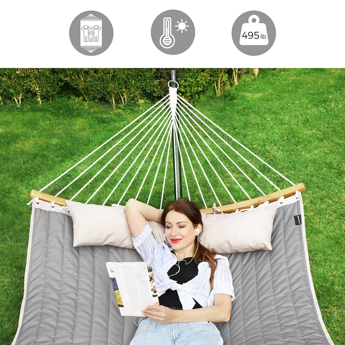 SONGMICS hammock 300D-fabric offers durable comfort and breathable softness