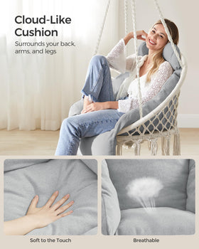 Songmics hammock chair boho tassels detail highlighting stylish decor.