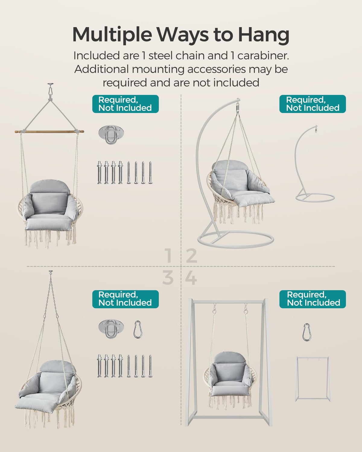 Songmics living room hammock chair used as a reading nook.