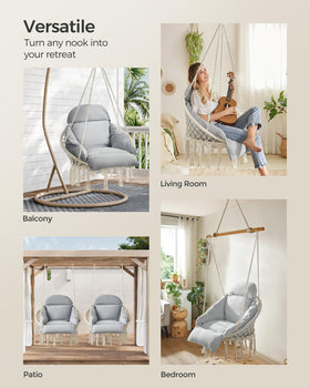 Songmics patio hammock chair in garden setting for outdoor relaxation.