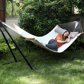 SONGMICS cream beige hammock color ready for two-person lounging.