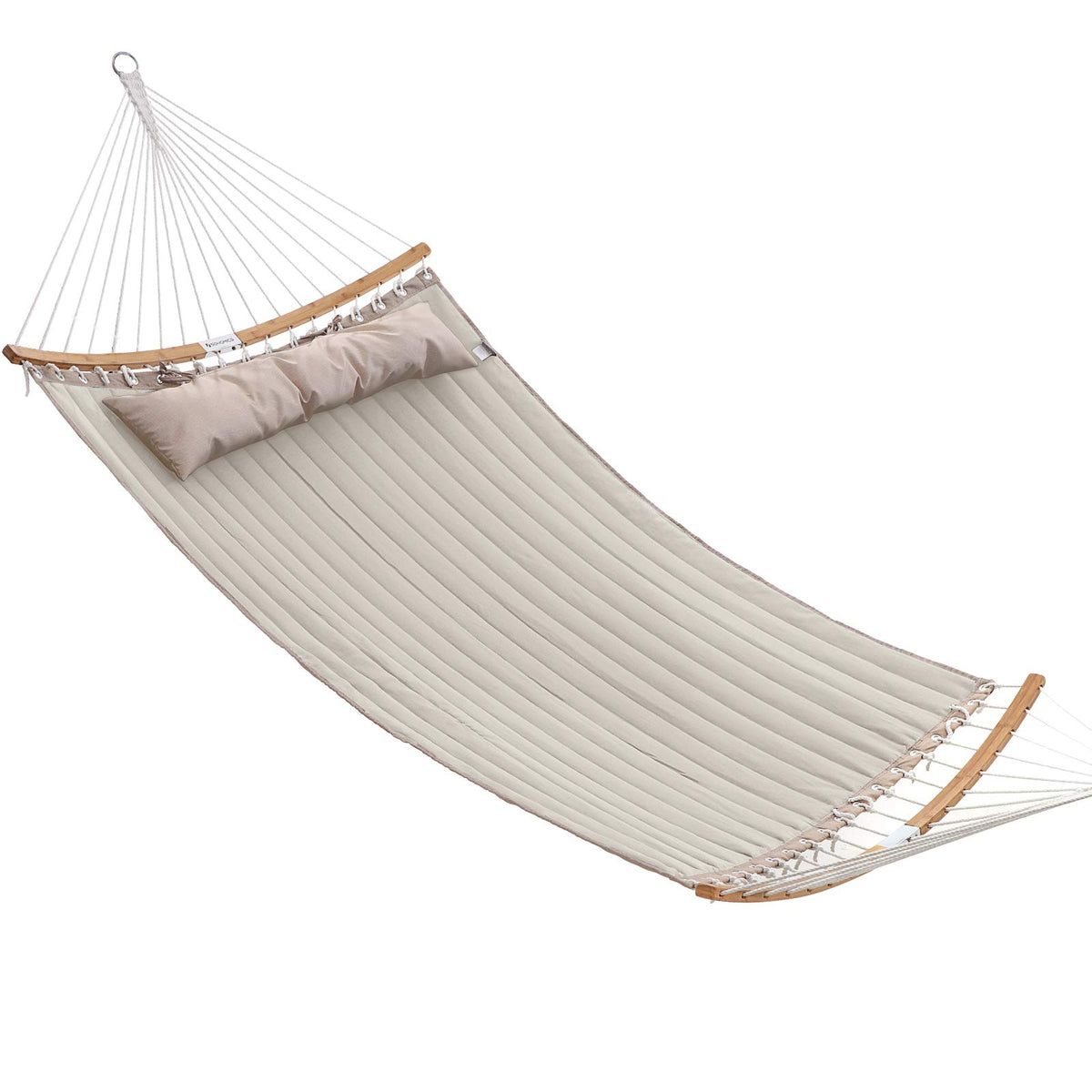 SONGMICS hammock curved bamboo spreaders for safer, stable lounging in your backyard.
