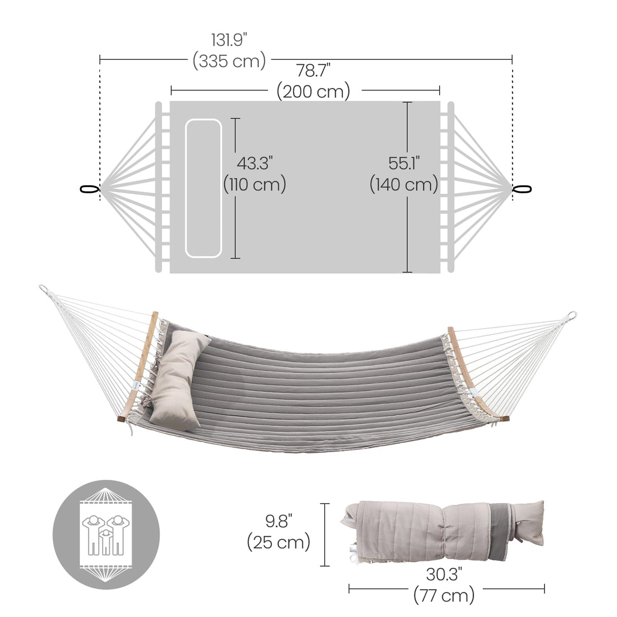 SONGMICS hammock easy setup for garden, balcony, or terrace