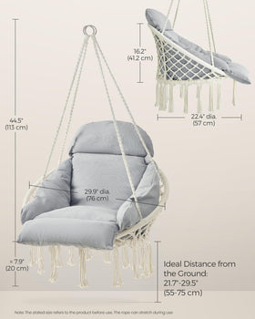 Songmics chair demonstrates multiple hanging options for flexible placement.