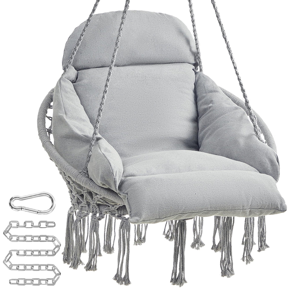 Songmics hanging chair with large cushion for soft all around comfort