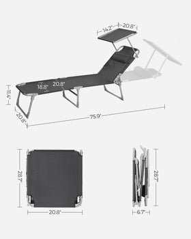 Songmics sun lounger anti-slip feet ensure stable setup.