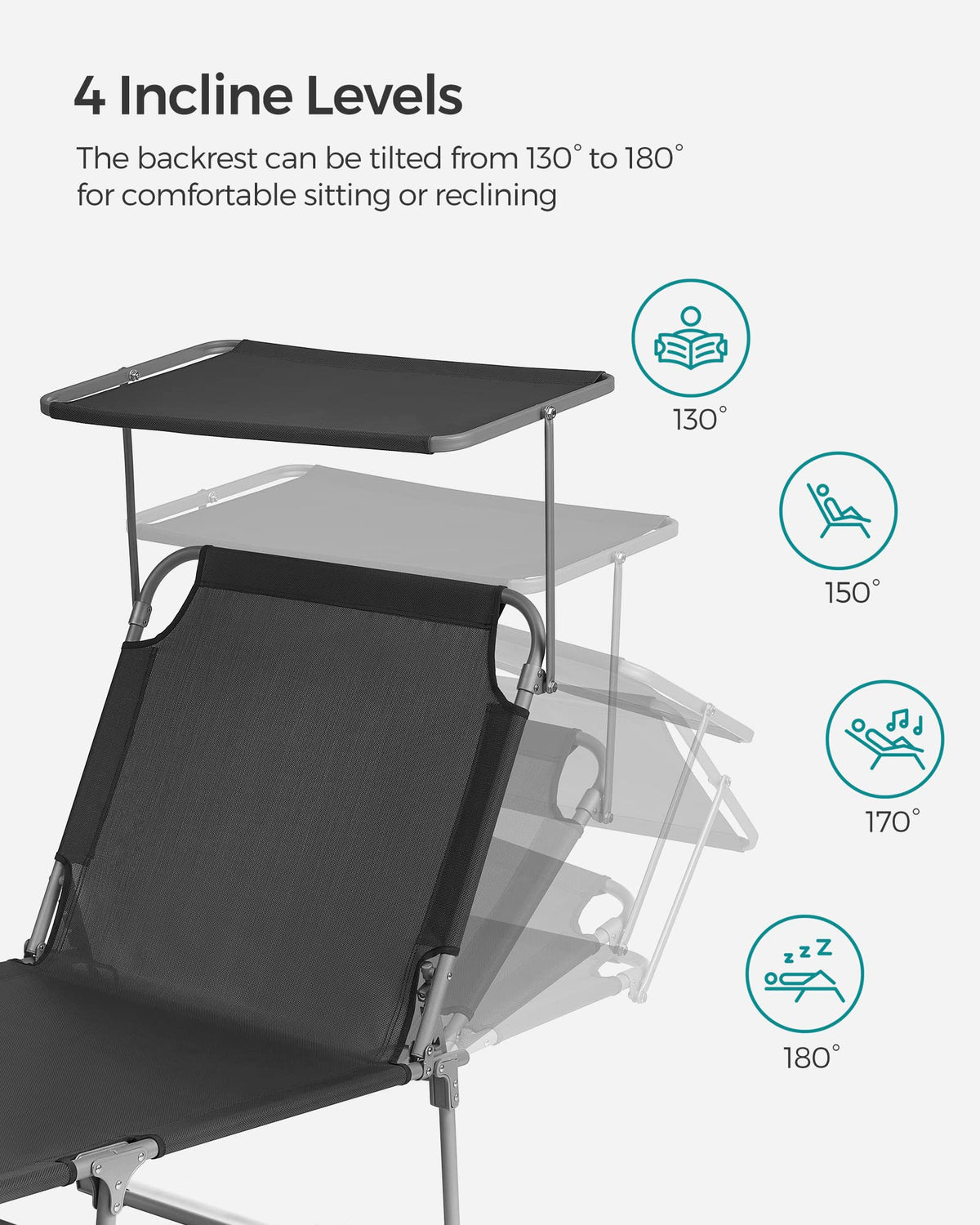 Songmics sun lounger breathable fabric keeps you cool.