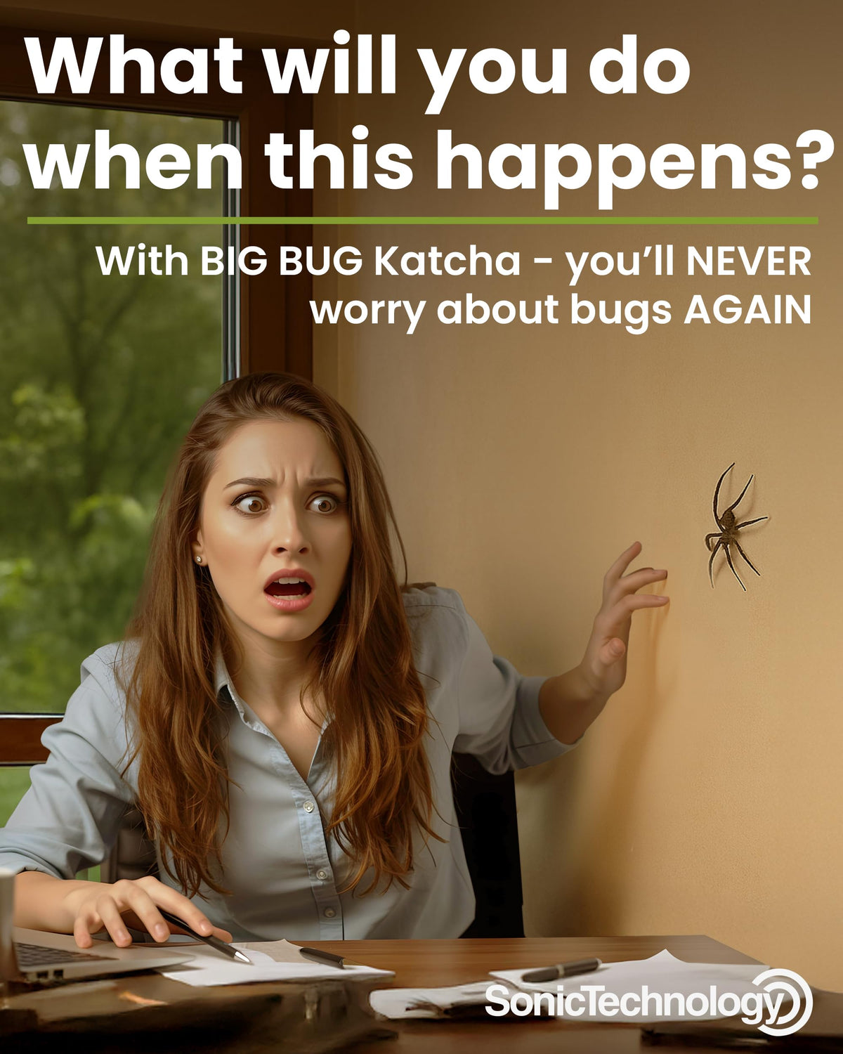 Sonic Technology indoor spider trap setup for safe handling