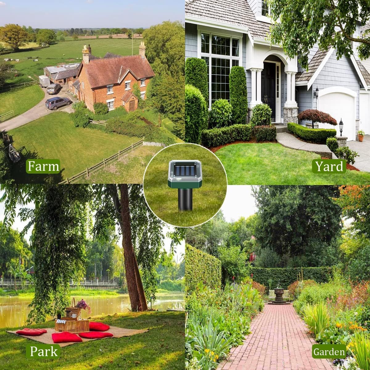 SonicPulse area coverage up to 7,000 square feet for yard deterrence