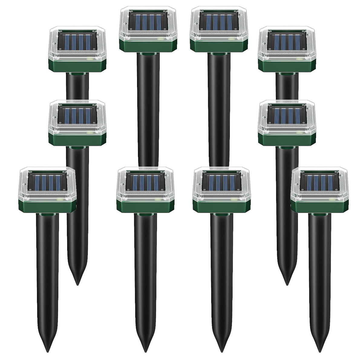 SonicPulse mole repellent solar unit in sunlit yard deterring burrow pests.
