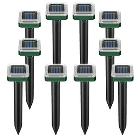 SonicPulse mole repellent solar unit in sunlit yard deterring burrow pests.