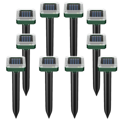 SonicPulse mole repellent solar unit in sunlit yard deterring burrow pests.