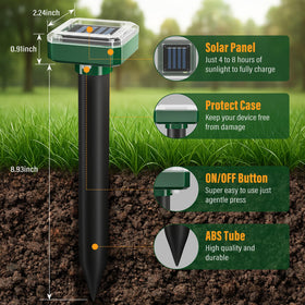 SonicPulse mole repellent IP65 weatherproof unit withstands rain and snow.