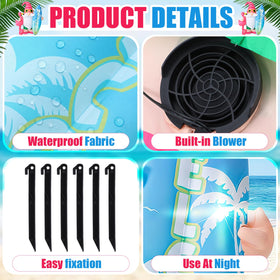 Sonwyoung gnome inflation kit includes ground stakes and ropes for secure display.