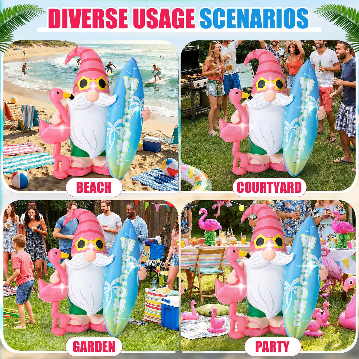 Sonwyoung 47-inch gnome suitable for garden, patio, and poolside decor.