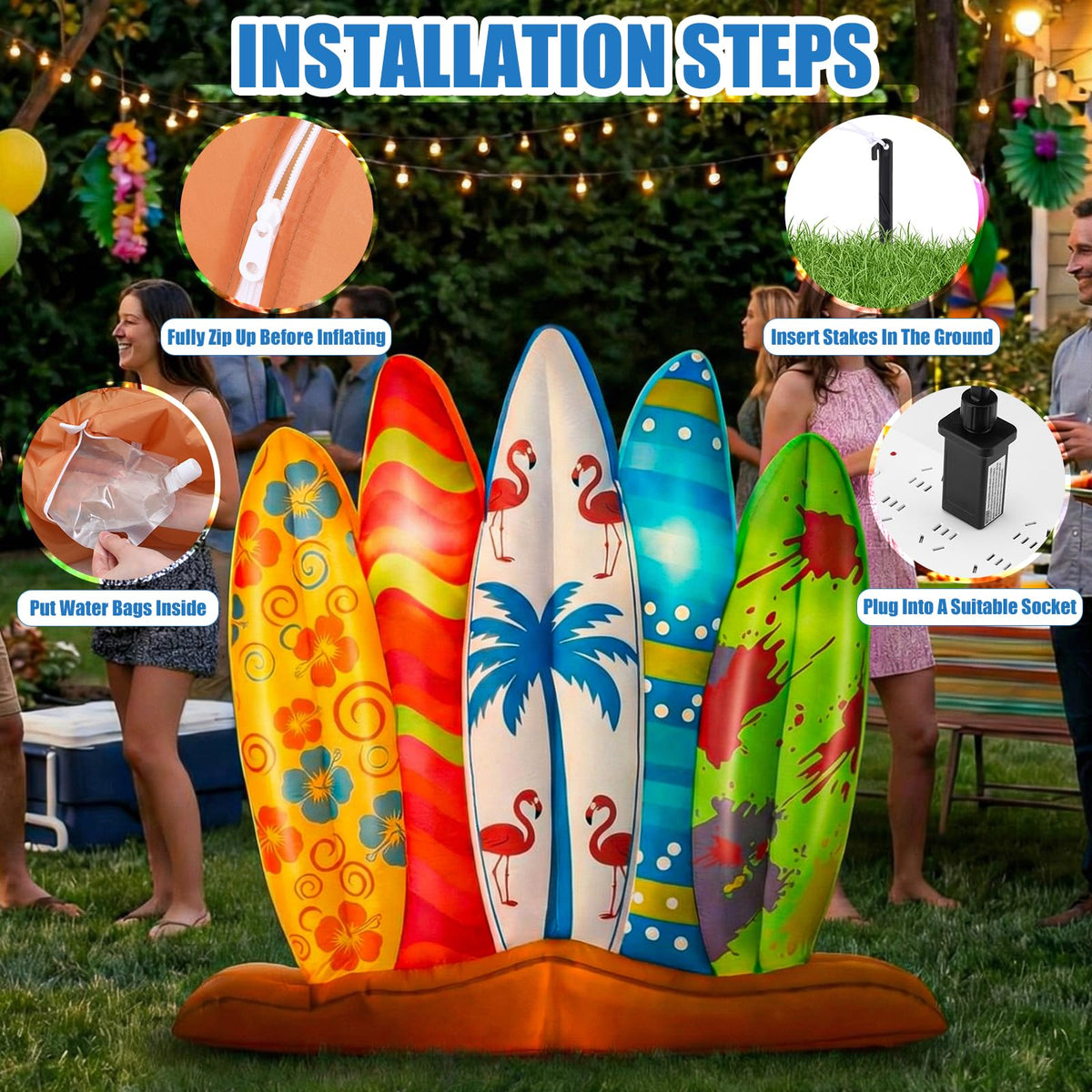 Sonwyoung ground nails securely anchor the surfboard on windy days.