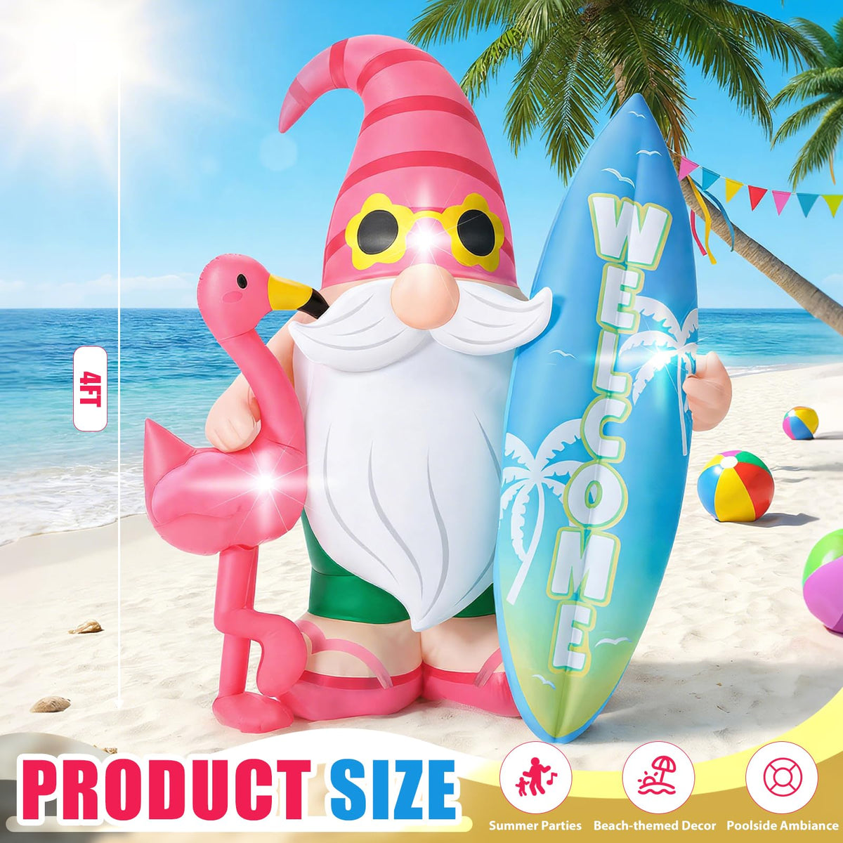 Sonwyoung inflatable gnome with LED lights brighten nighttime outdoor gatherings.