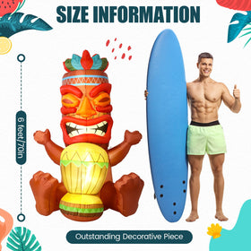 Sonwyoung inflatable tiki at night with LED lights, creating magical luau glow.