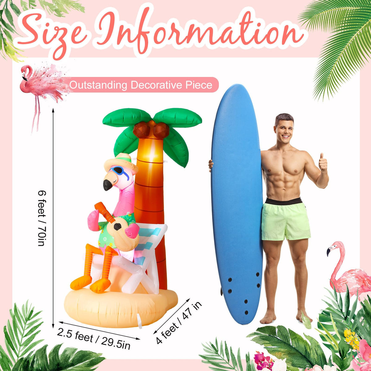 Sonwyoung outdoor flamingo with ground stakes stays securely in place