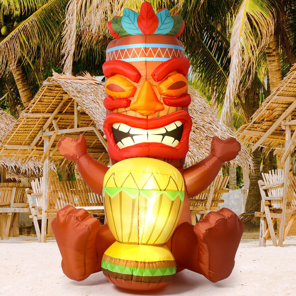 Sonwyoung 6-foot tiki with LED glow enhances bar displays and pool parties.