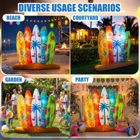Sonwyoung tropical pool party decor creates a festive beach atmosphere.