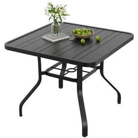 Soohow 35x35 patio dining table top view with slatted surface for easy cleaning