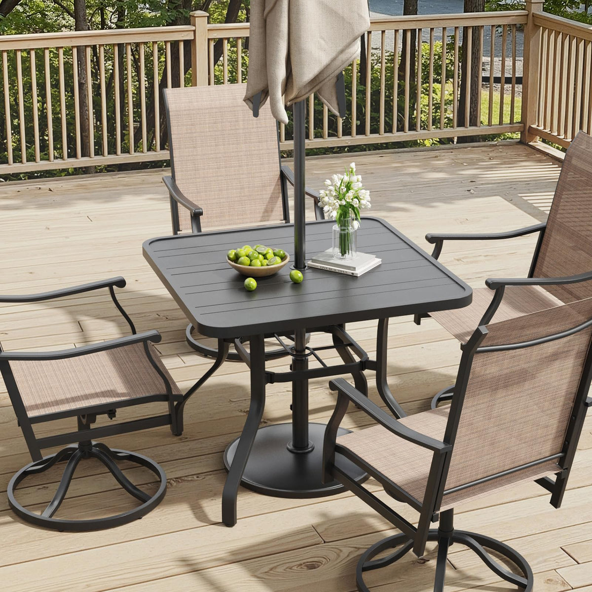 Soohow patio dining table with umbrella hole for shade