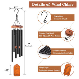 Soopau black aluminum tubes wind chime built to withstand weather