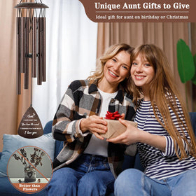 Soopau engraved message bronze wind chime reminding aunt of love.
