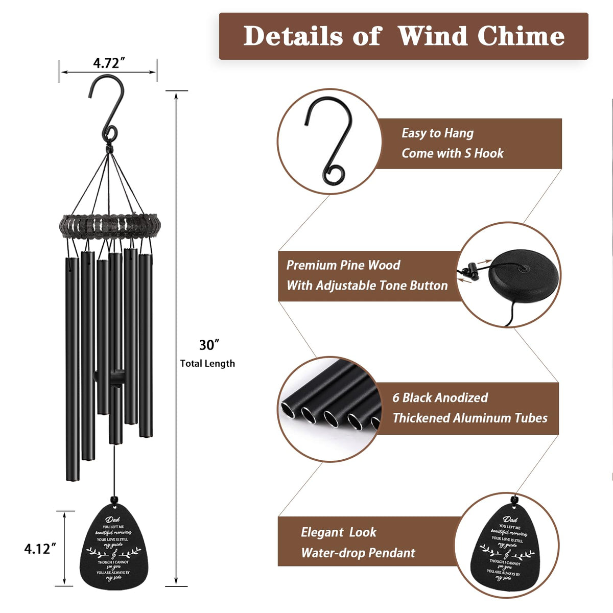 Soopau memorial wind chime packaged in gift box with condolence envelope.