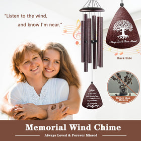 Soopau sympathy wind chimes back inscription marking lasting memory and tribute.