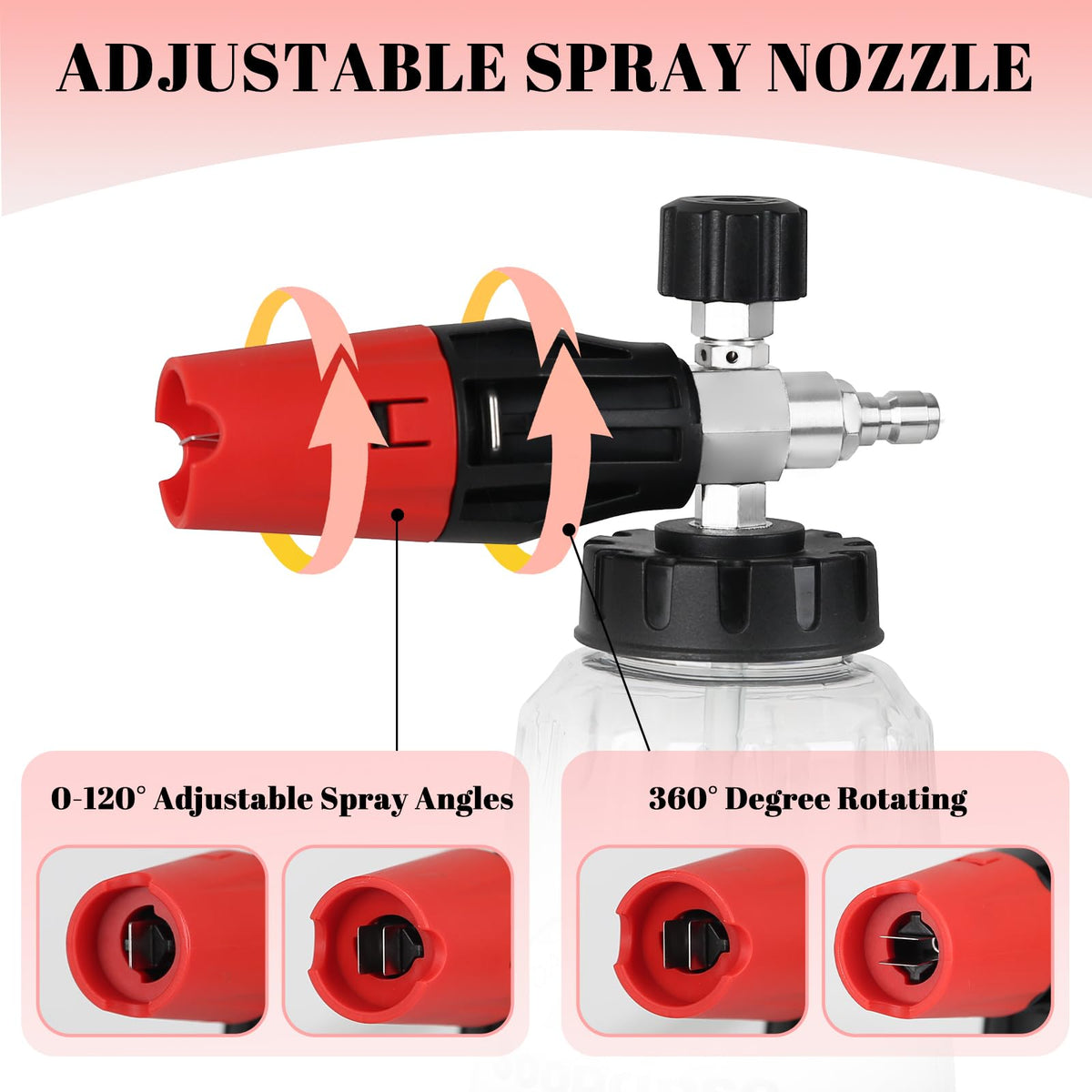 Sooprinse adjustable foam-water mix knob for customizable cleaning.