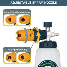 Sooprinse Foam Cannon adjustable nozzle for customizable spray pattern.