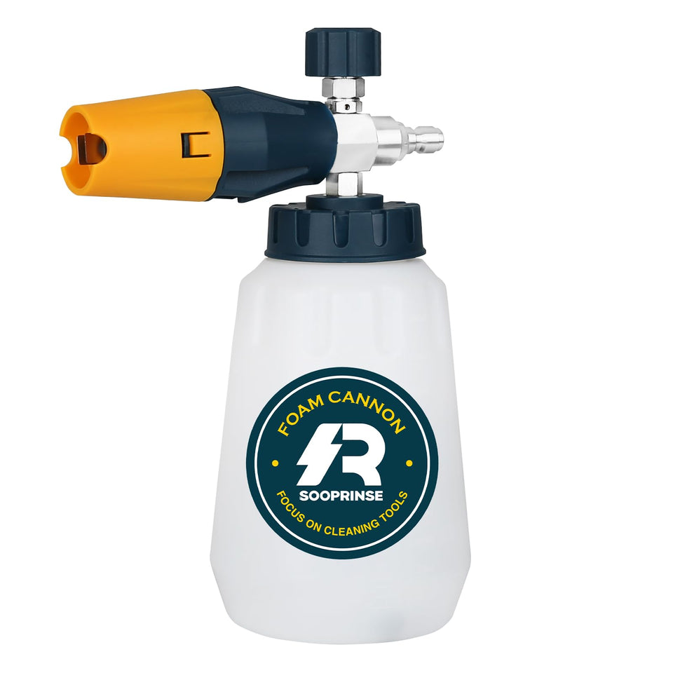 Sooprinse Foam Cannon wide neck for easy soap pouring and reduced waste.