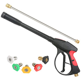 Sooprinse high pressure washer gun with ergonomic grip for comfortable cleaning.