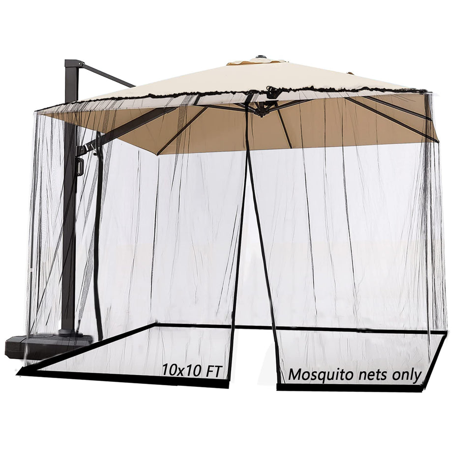 SOOSPE-MZ patio mosquito netting over umbrella blocks bugs while keeping airflow.