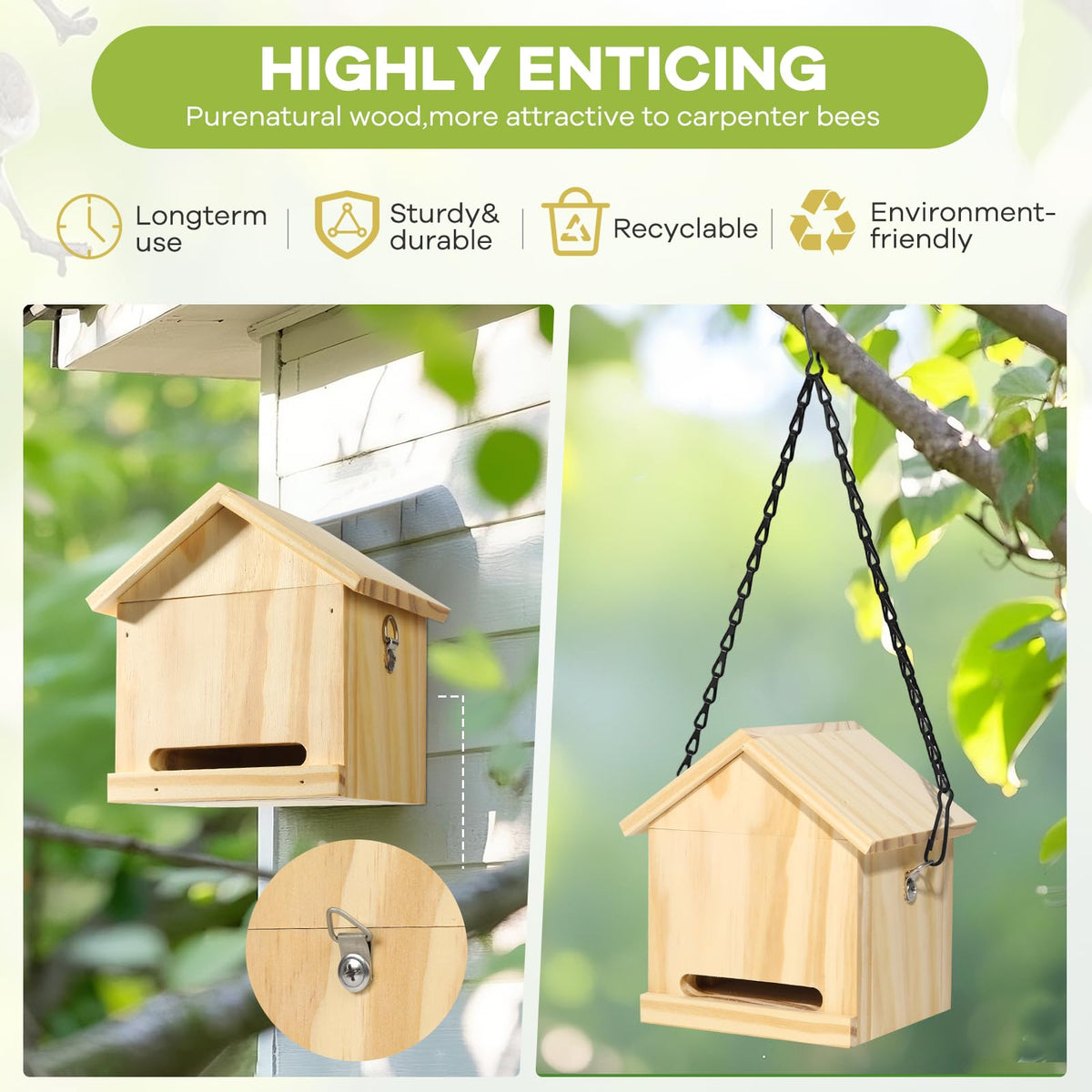 SOPUR Outdoor Wasp Trap hanging near a deck to intercept pests