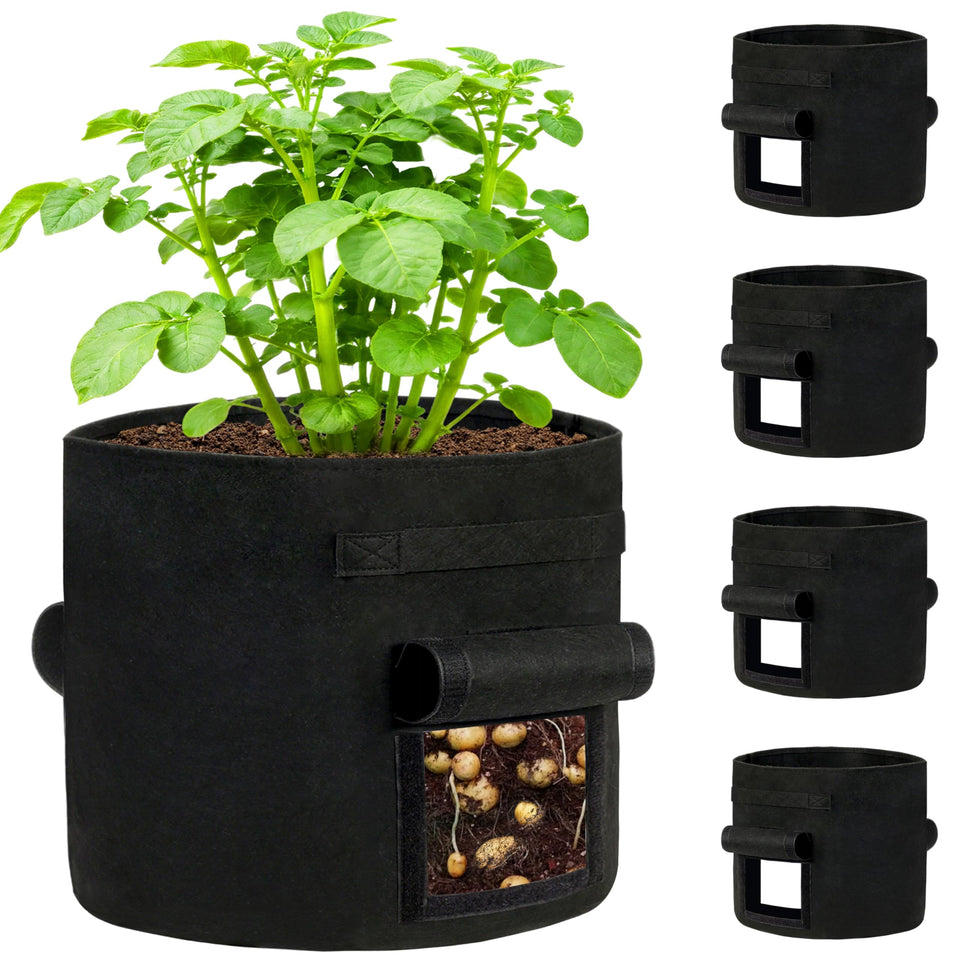 SORANGEUN 30-gallon grow bag with dual harvest windows for easy root vegetable access.
