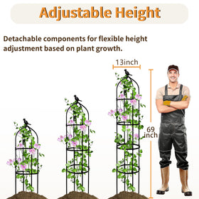 SORANGEUN obelisk trellis with three decorative tops for customizable style