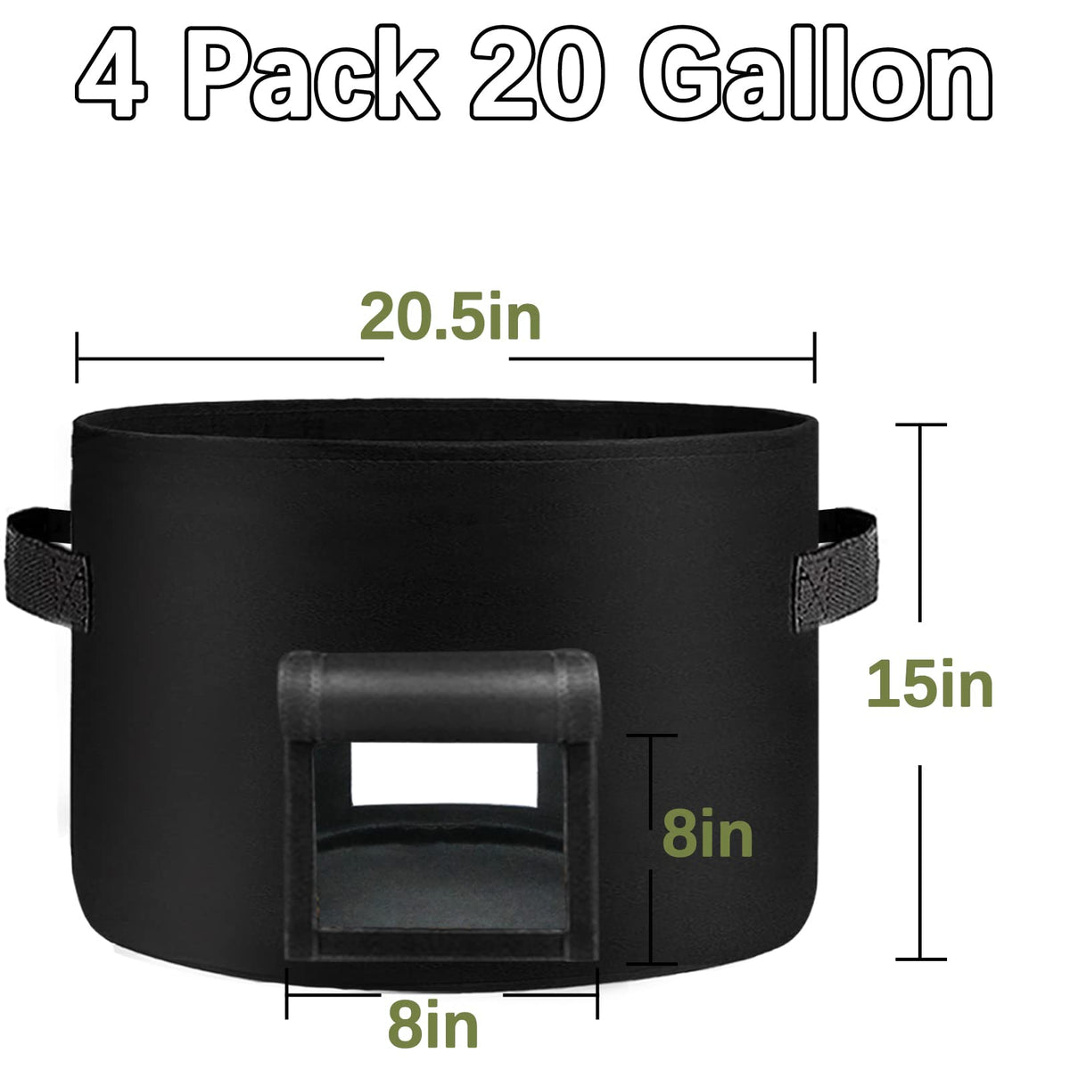SORANGEUN grow bags handle detail shows sturdy stitched handles for easy movement