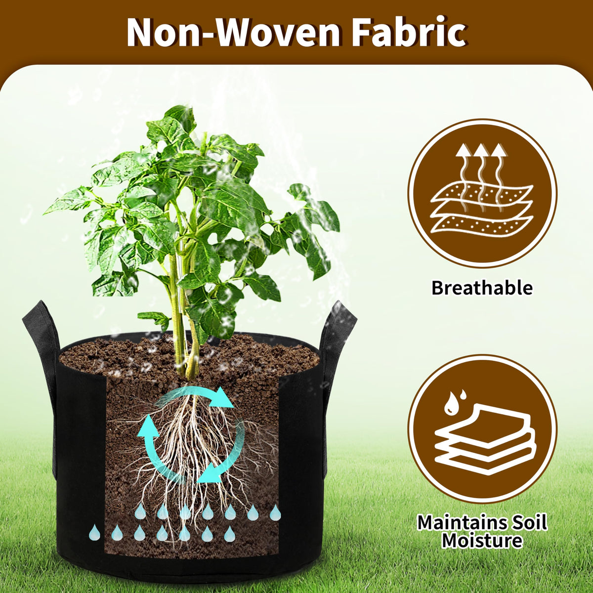 SORANGEUN 5-gallon container garden pot ideal for robust vegetables like tomatoes.